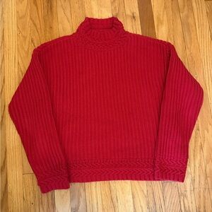 L.L. Bean Vibrant Red Turtleneck Sweater